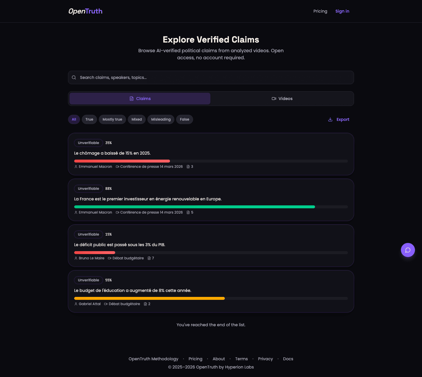 Explore — browse analyzed videos